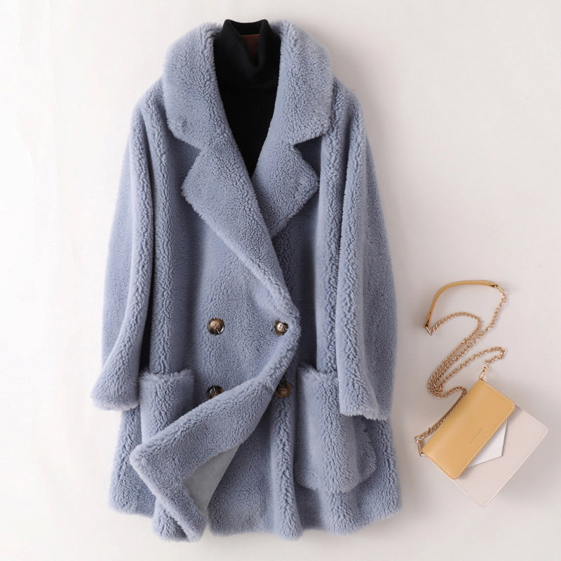 Sofia Amoretti Isernia oversized faux shearling coat with wide lapels and large buttons for a cozy, stylish look