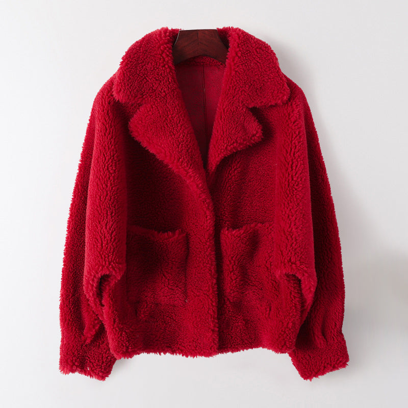 Sofia Amoretti ivory faux shearling coat wool blend refined lapel collar luxe winter style