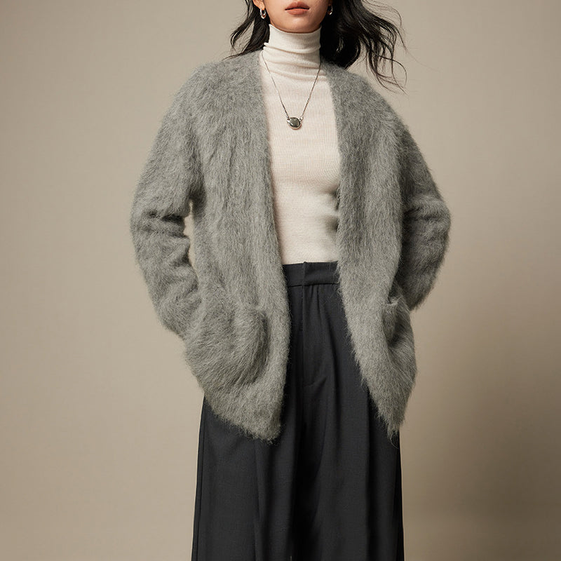Sofia Amoretti cream alpaca wool cardigan loose cozy fit ultra-soft cold-weather essential