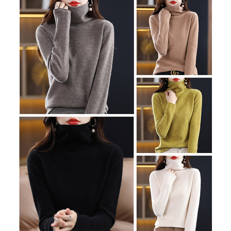 Ivory wool-blend loose-fit sweater with chic stacked collar, Arctic Grace style by Sofia Amoretti