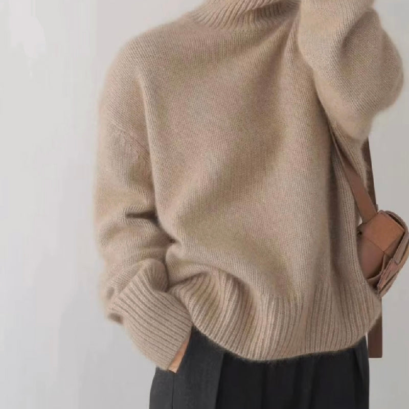 Sofia Amoretti Melfi cream knitted pullover relaxed fit high ribbed turtleneck dropped shoulders