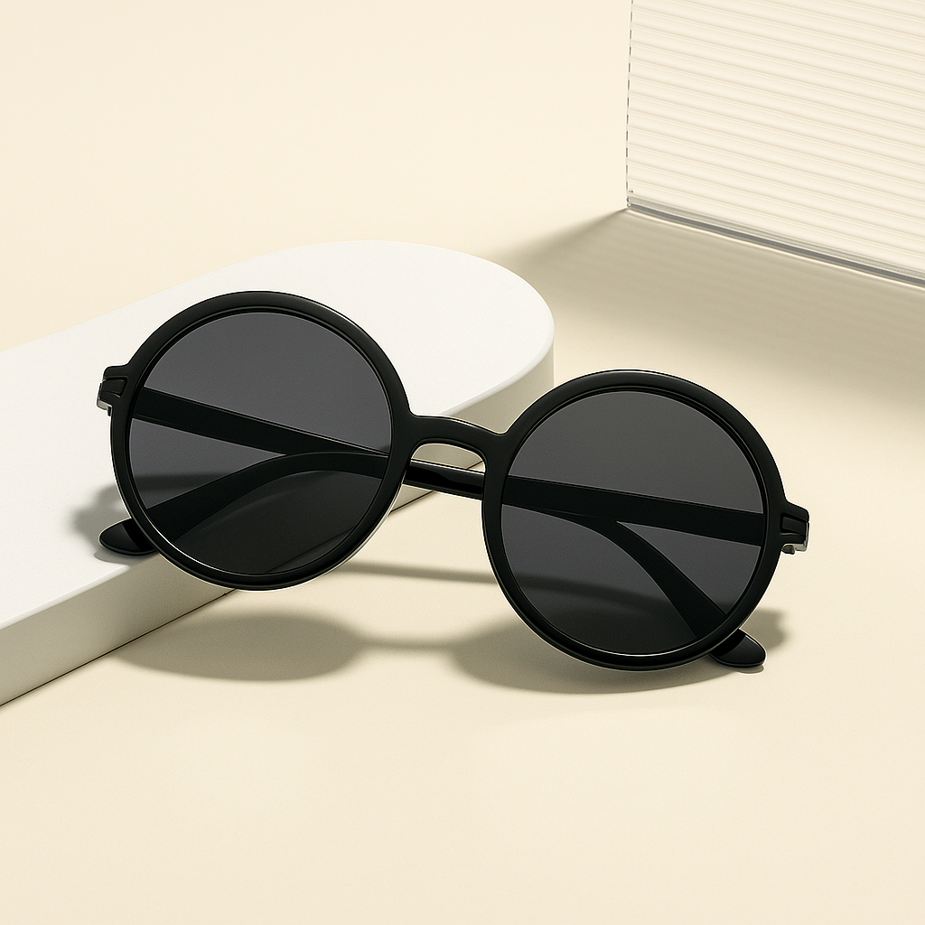 Tortoiseshell oversized round sunglasses with warm gradient lenses and retro-modern acetate frames