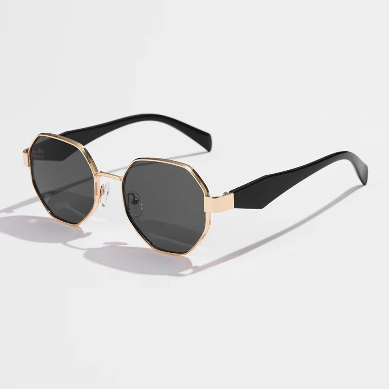 Solstice Octo geometric sunglasses slimline metal frame dark UV tint bold polygonal lenses