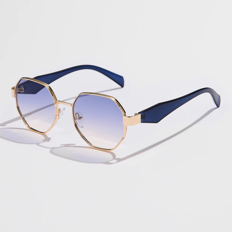 Solstice Octo black polygonal sunglasses with slimline metal frame and UV-protected dark tint
