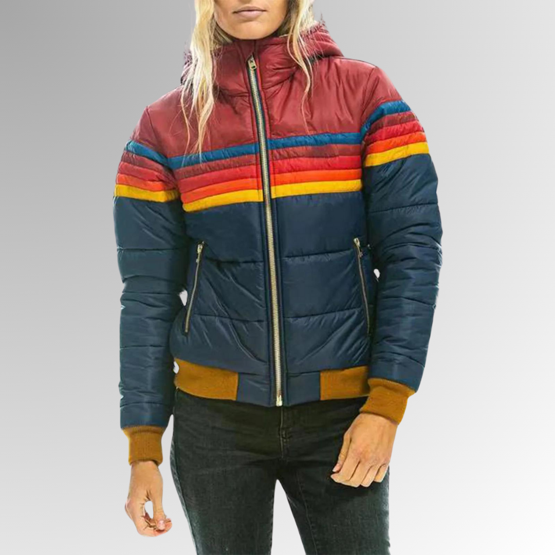 Sorrel waterproof puffer jacket in color-block design with ribbed cuffs and padded insulation