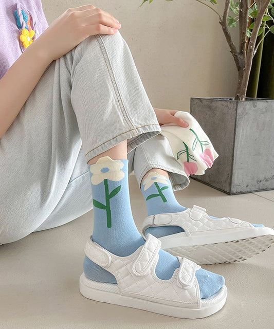 Chaussettes polyvalentes à motif tulipe pour le printemps et l'automne - Wavlynn
