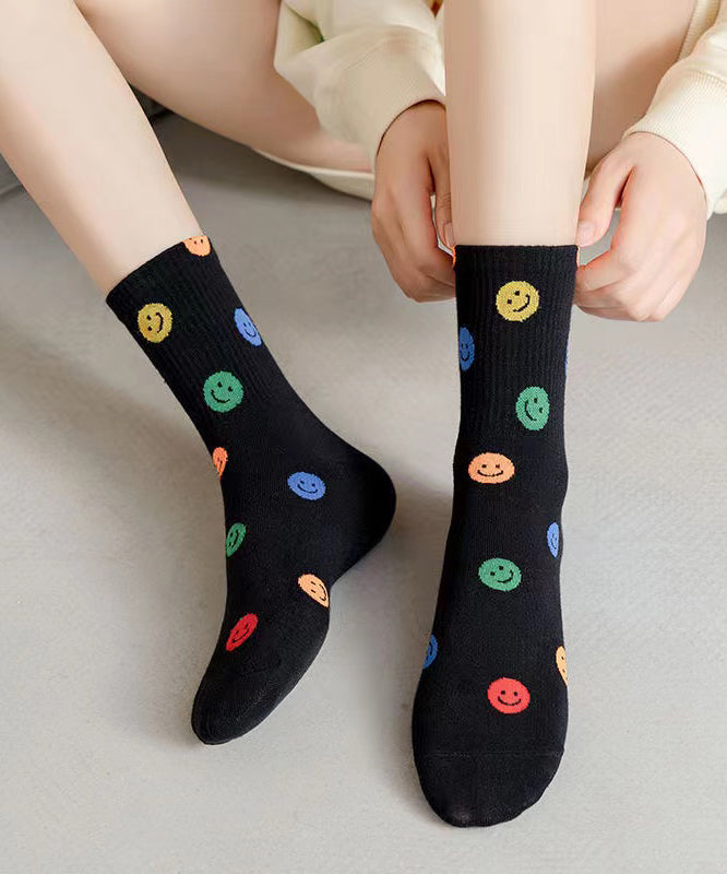 Chaussettes mi-mollet japonaises mignonnes avec visage souriant, printemps-automne - Wavlynn