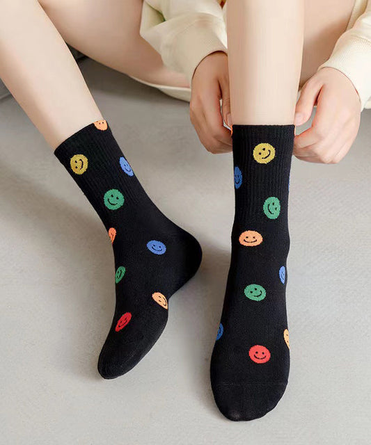 Chaussettes mi-mollet japonaises mignonnes avec visage souriant, printemps-automne - Wavlynn