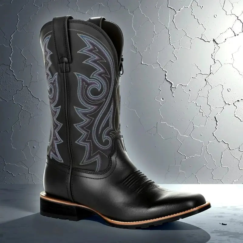 Women's square toe cowboy boots mid-calf PU leather Western style bold elegant silhouette