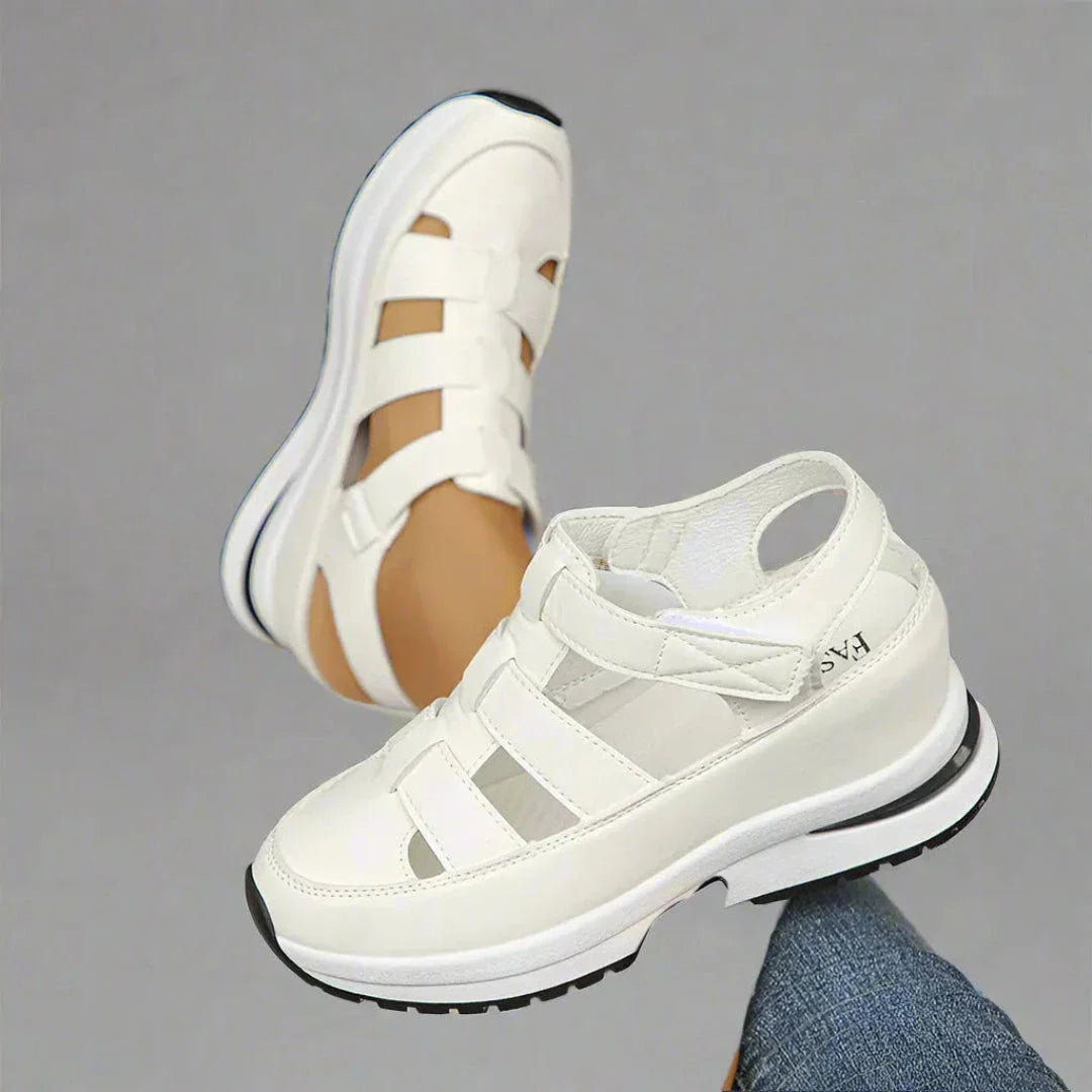 Stacey comfort platform sandals with adjustable hook-and-loop straps and cushioned sole