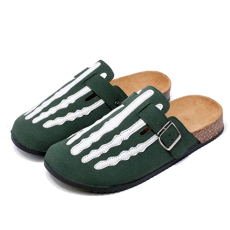 Men's striped cork clogs slip-on casual shoes lightweight ergonomic insole comfort footwear