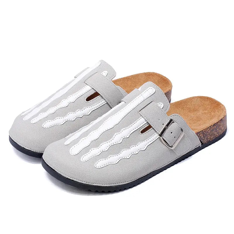 Men's striped cork clogs slip-on casual shoes lightweight ergonomic insole comfort footwear