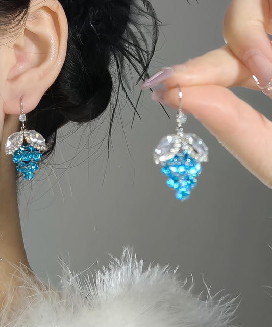 Boucles d'oreilles pendantes en forme de raisins en alliage bleu et cristal de zircon - Wavlynn