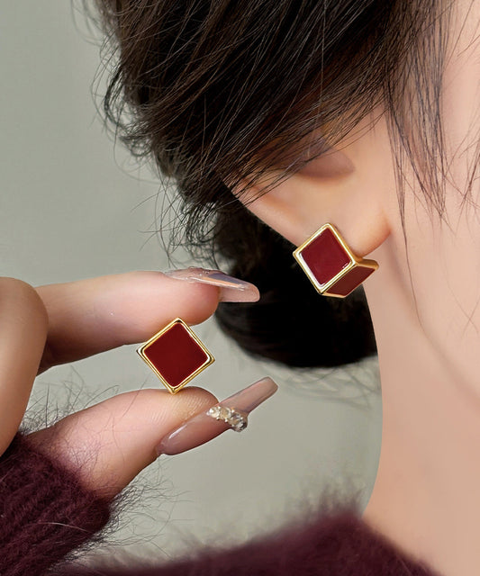 Boucles d'oreilles à tige carrées en cuivre surdoré de style mûrier - Wavlynn