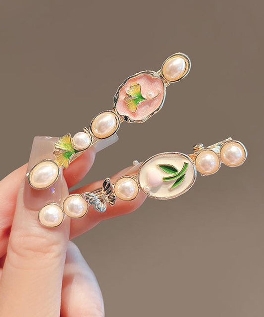 Élégante épingle à cheveux tulipe en alliage doré avec perles et glaçage goutte à goutte - Wavlynn