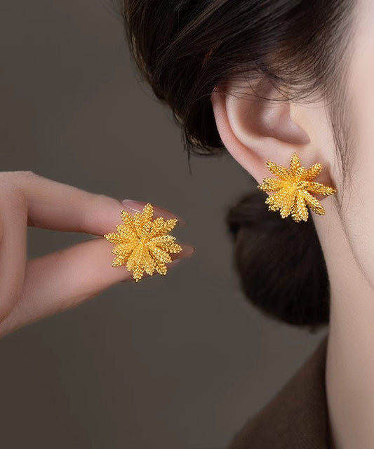 Boucles d'oreilles élégantes en alliage de cuivre doré en forme d'oreille de blé - Wavlynn