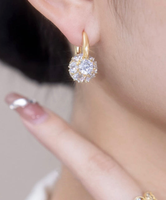 Boucles d'oreilles créoles élégantes en alliage de cuivre doré et zircon - Wavlynn