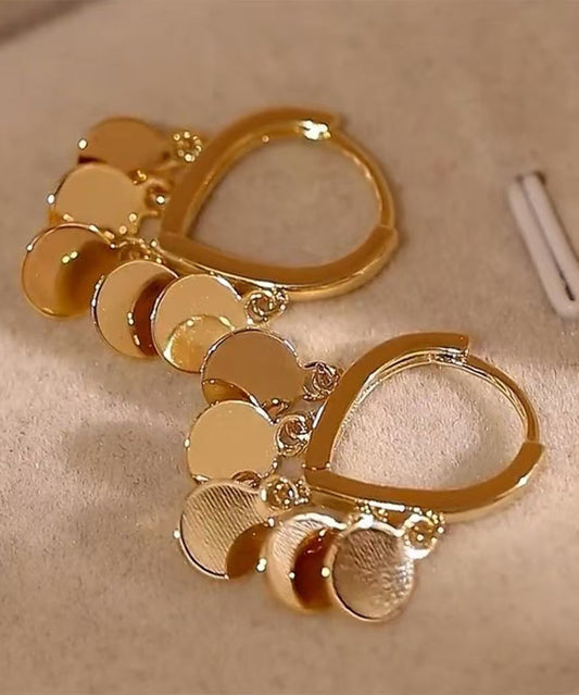 Boucles d'oreilles créoles élégantes à pampilles en métal doré et paillettes - Wavlynn