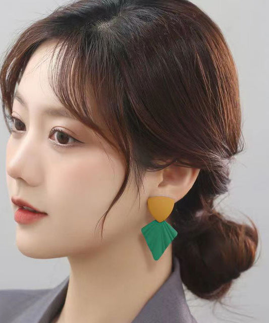 Boucles d'oreilles à tige triangulaires élégantes en alliage de cuivre vert - Wavlynn