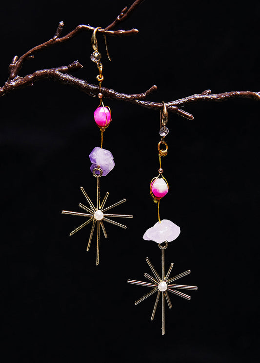 Boucles d'oreilles pendantes élégantes à longs glands en jade multicolore - Wavlynn