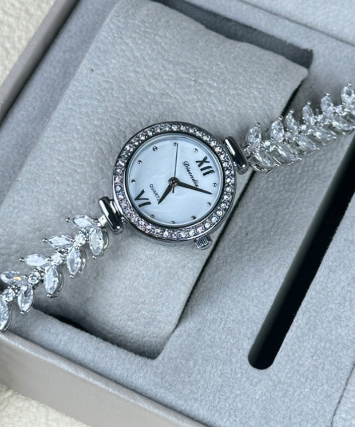 Montres élégantes en soie, acier inoxydable, zircon, mouvement à quartz, étanches - Wavlynn
