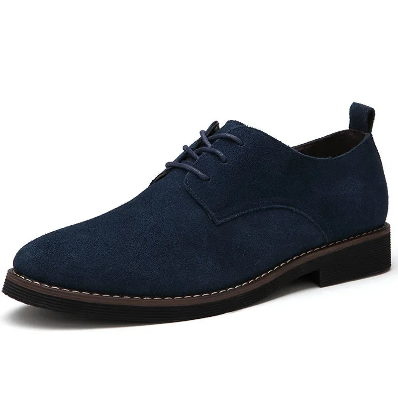 Black suede men's Derby shoes open lacing rubber sole elegant formal premium quality