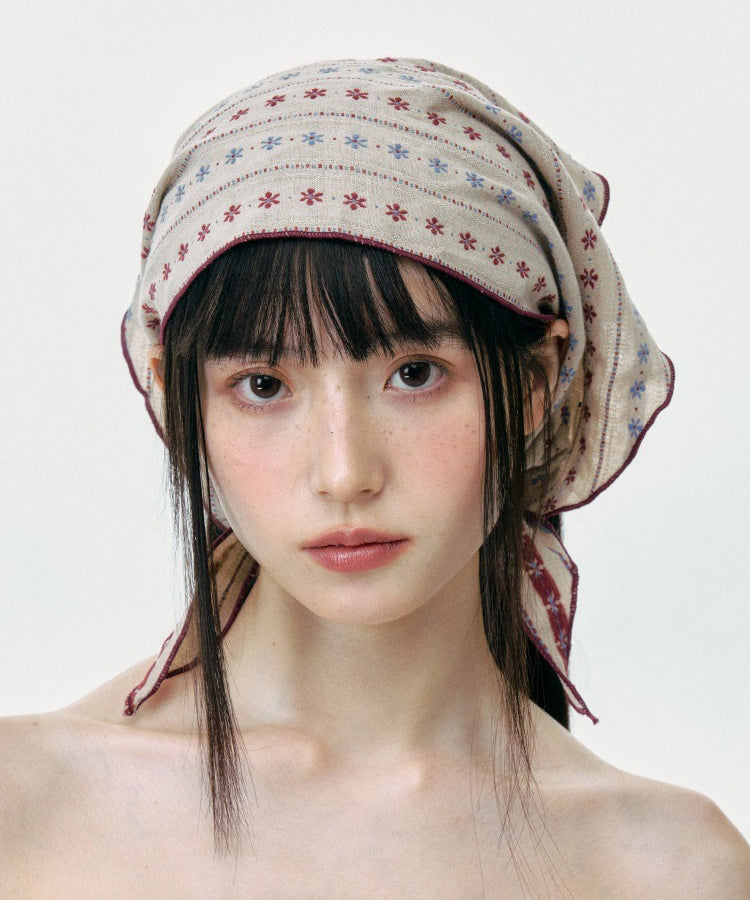 Chapeau foulard triangulaire d'été à imprimé beige coréen - Wavlynn