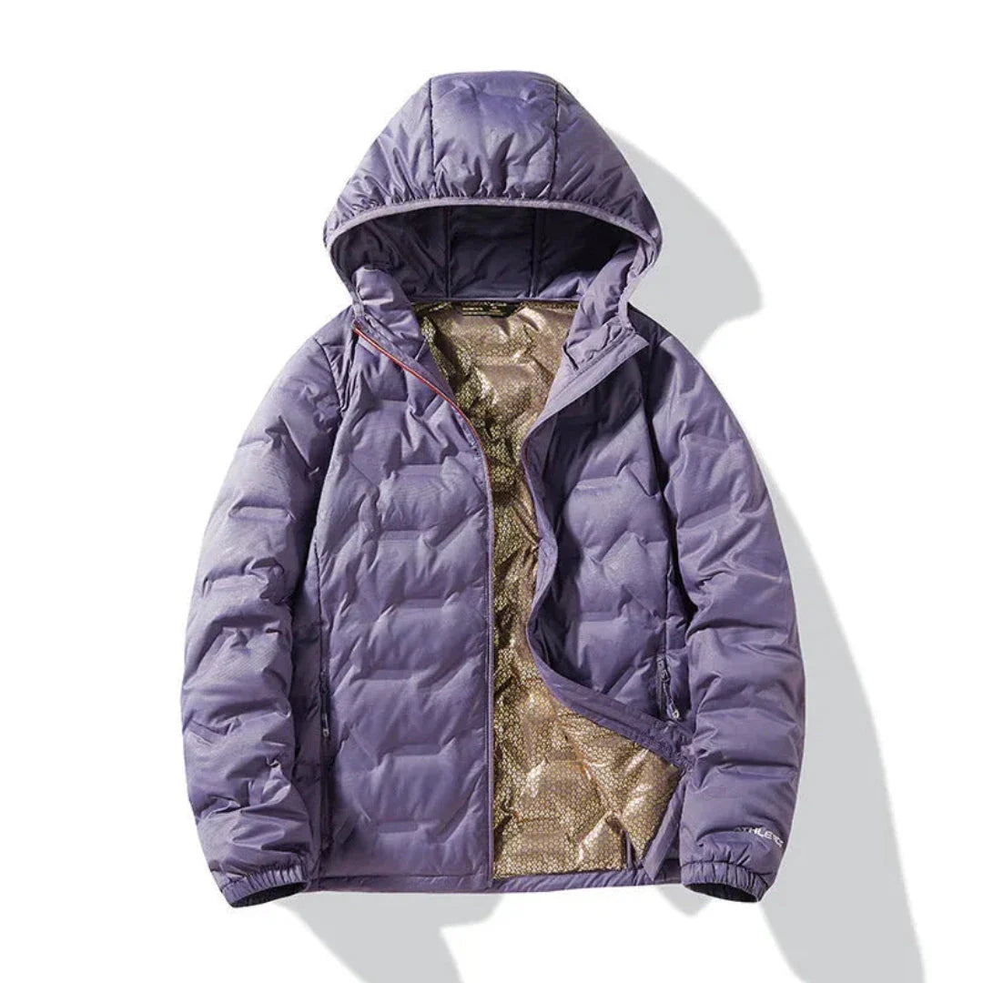 Suzanne women's duck down puffer jacket in winter style with heat-reflective metallic lining