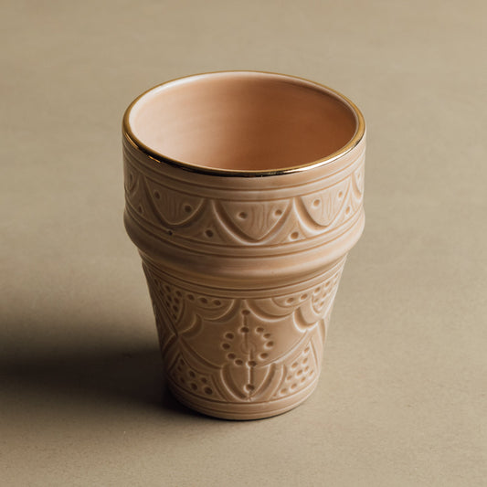 Zagora Sand Cup - Moroccan Dinnerware Adorned with 12 Carat Gold Accents - Wavlynn
