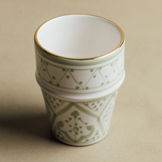Fez Green Cup - Moroccan Dinnerware Adorned with 12 Carat Gold Accents - Wavlynn
