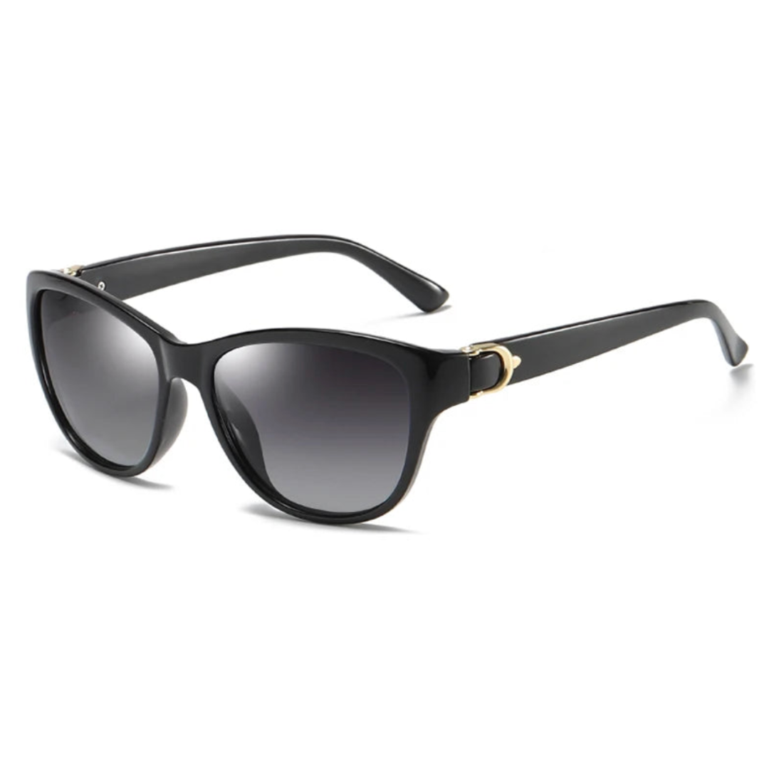 Verona cat-eye acetate sunglasses with gradient tinted lenses and gold accents, unisex lightweight style
