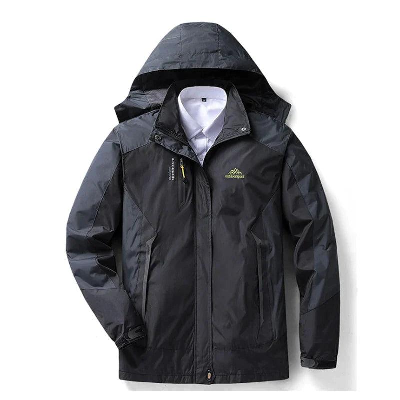 Women's waterproof rain jacket relaxed fit with adjustable hood and zipper pockets for everyday wear
