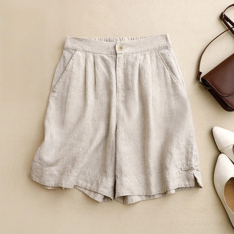 Tessa easy linen shorts relaxed fit with subtle pleats, side pockets, lightweight breathable blend