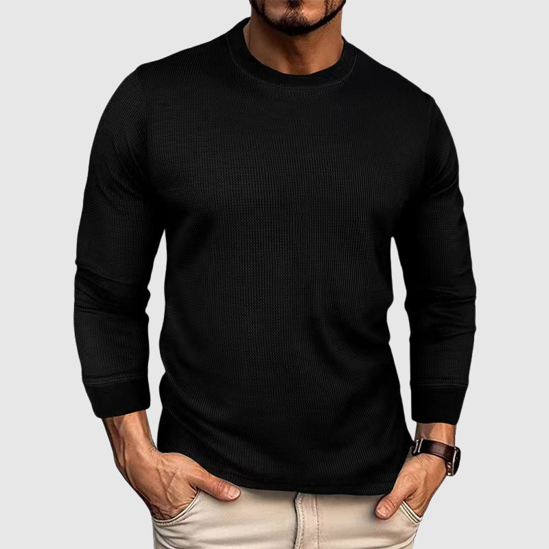 Men's knit shirt high collar premium yarn elegant slim fit in neutral tones Alessandro Veneti