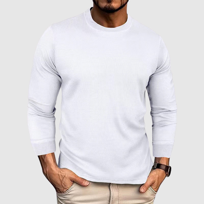 Men's cream knit shirt high collar premium yarn Alessandro Veneti elegant slim-fit sweater top