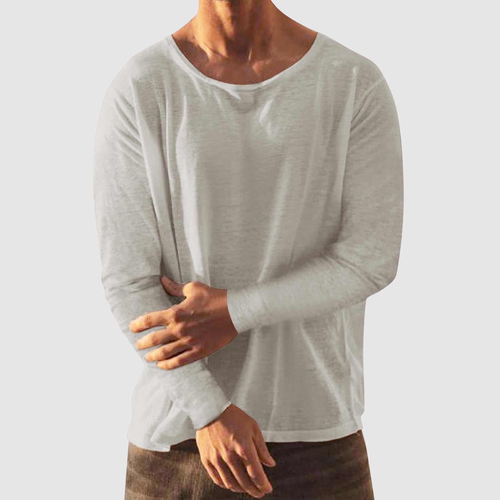 Theodore Willow City Vibe men's linen-cotton blend shirt, relaxed fit, round neckline, breathable everyday casual top