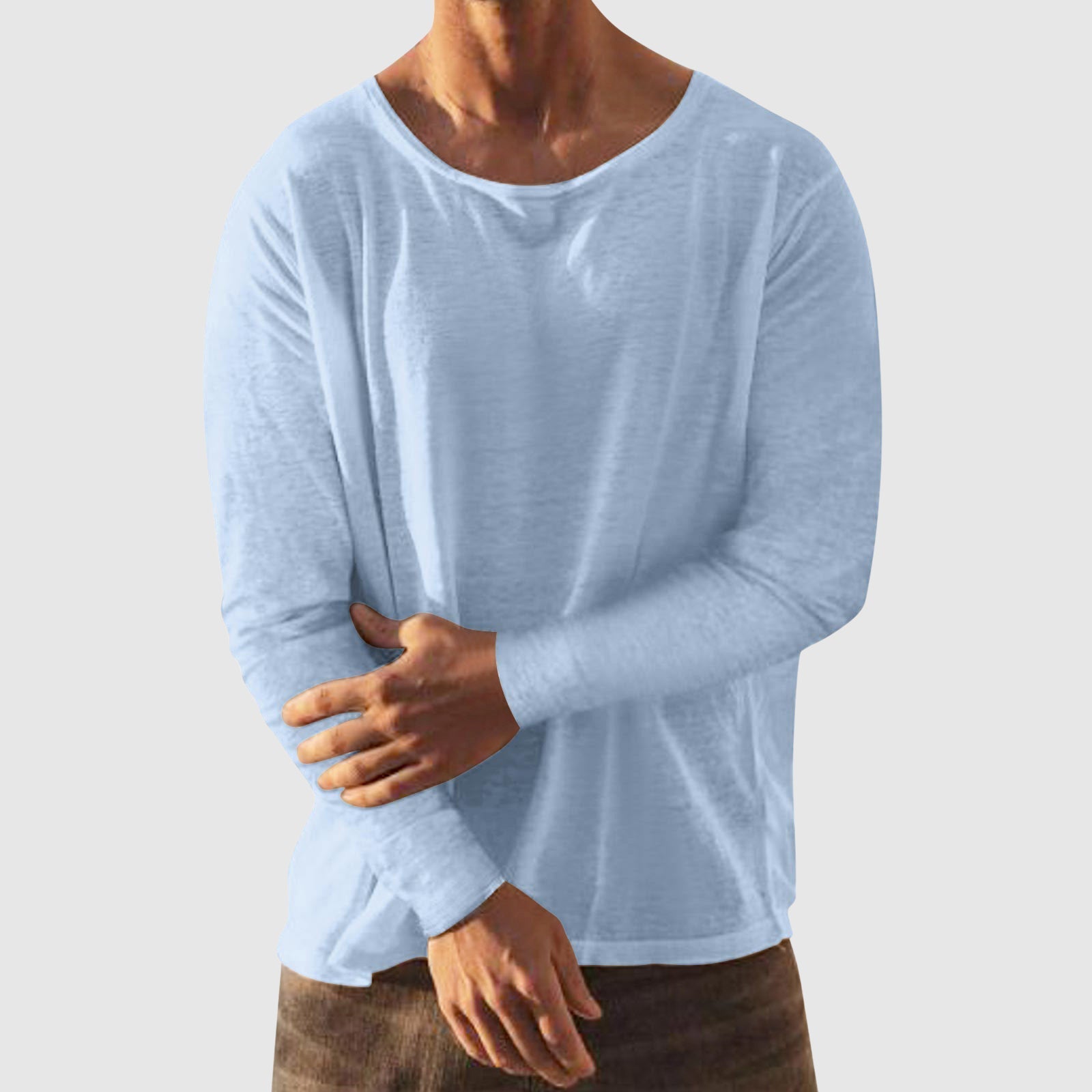 Theodore Willow City Vibe men's linen-cotton blend shirt, relaxed fit, modern round neckline, casual everyday style