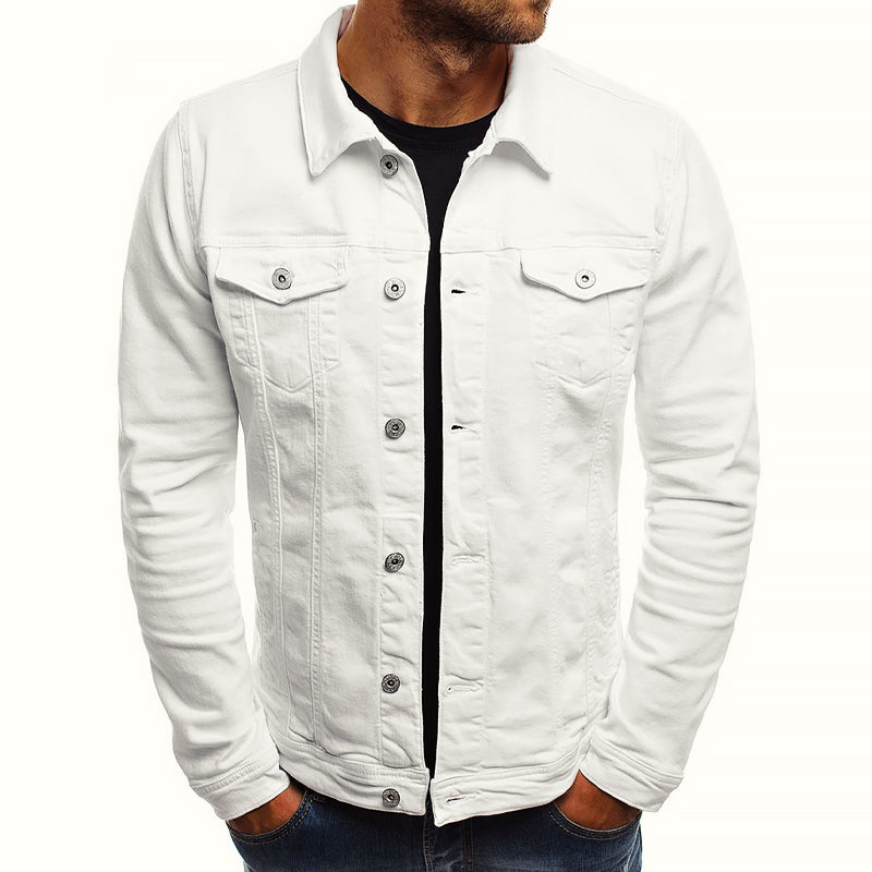 Theodore Willow slim fit classic blue denim jacket with turn-down collar and chest pockets