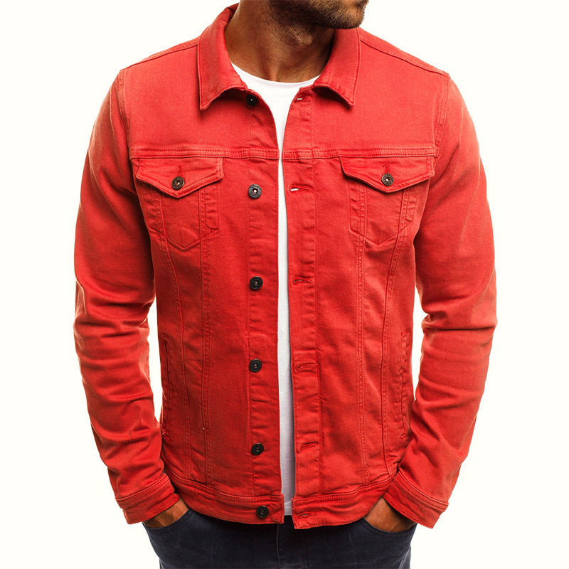 Theodore Willow slim fit classic blue denim jacket with turn-down collar and button-up front