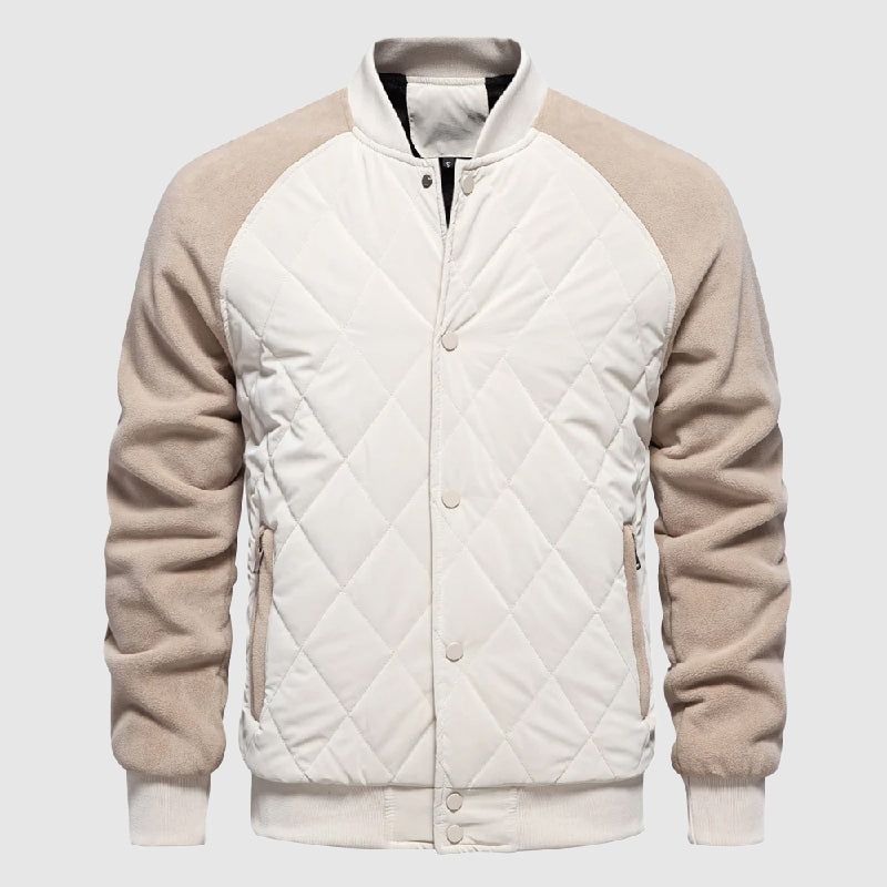 Willow fleece bomber jacket quilted polyester blend with ribbed cuffs and buttoned front closure