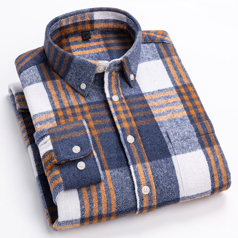 Theodore Willow men's classic plaid shirt in muted tones, relaxed contemporary fit, premium soft cotton