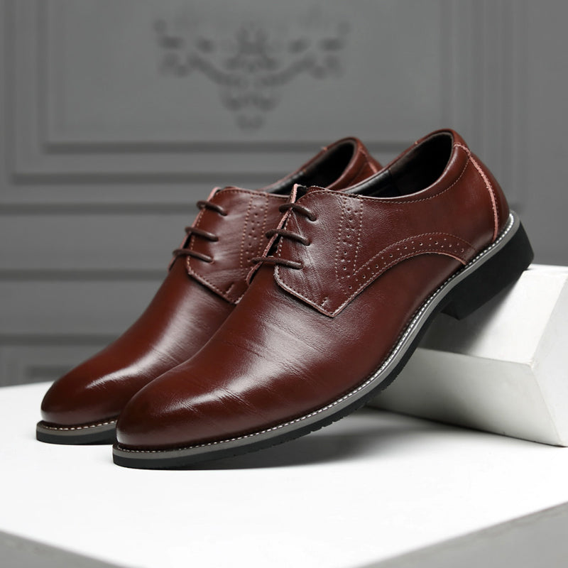 Theodore Willow men's oxford leather dress shoes in classic tan with rubber outsole for all-day comfort
