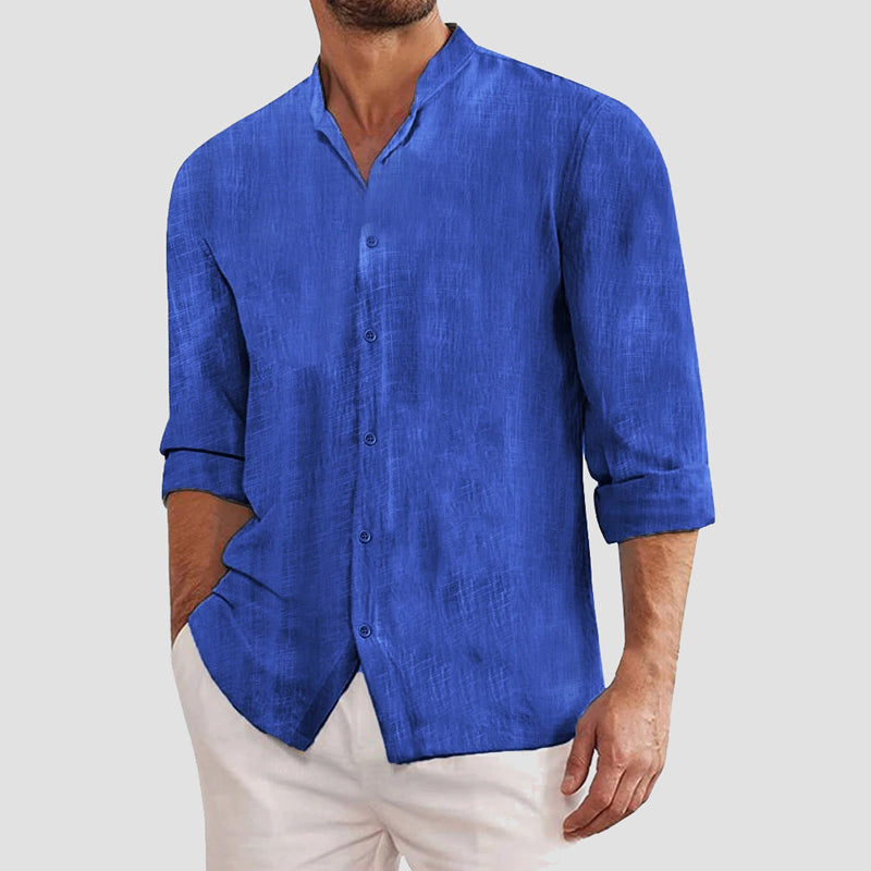 Theodore Willow Maestro linen cotton blend shirt long sleeves breathable button closure