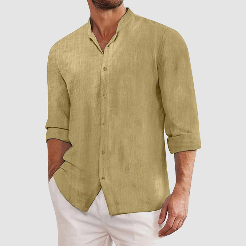 Theodore Willow Maestro linen cotton blend shirt long sleeves button closure breathable casual fit