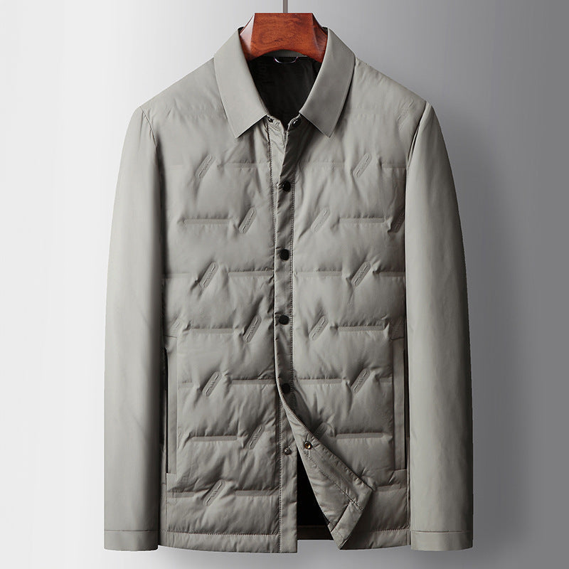 Tailored Piedmont down jacket sleek quilted pattern water-repellent lightweight white duck fill