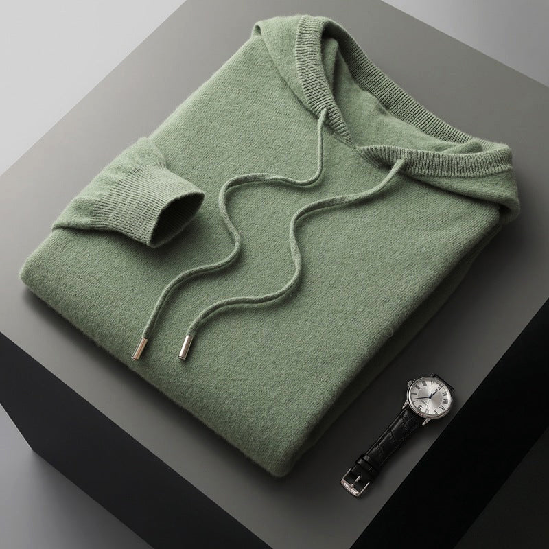 Theodore Willow premium merino wool hoodie in neutral tone, relaxed luxury fit with soft cozy texture