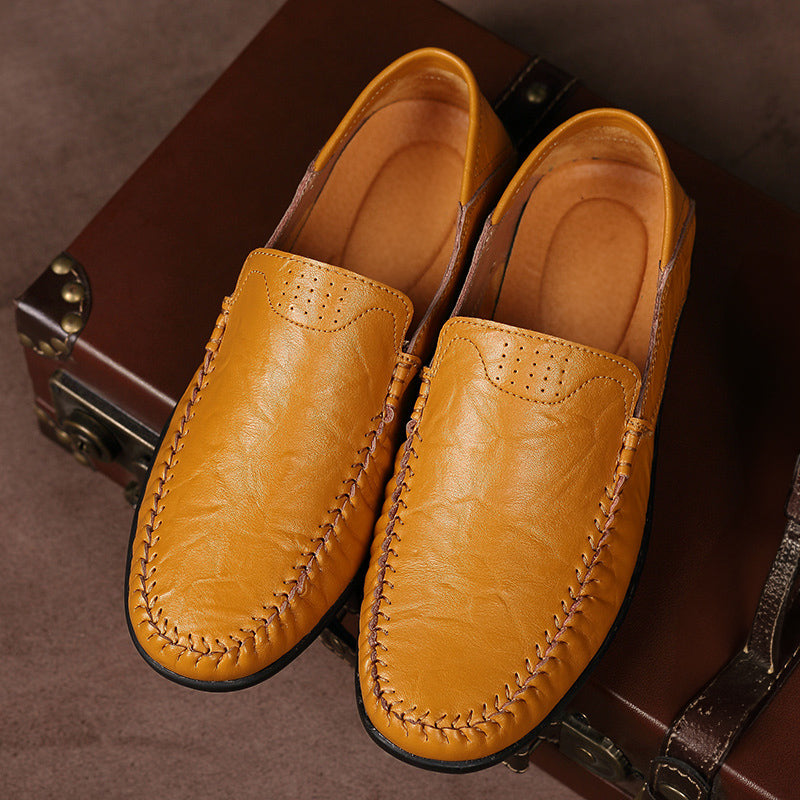 Theodore Willow Vegas leather loafers in khaki, brown, and black with versatile slip-on design