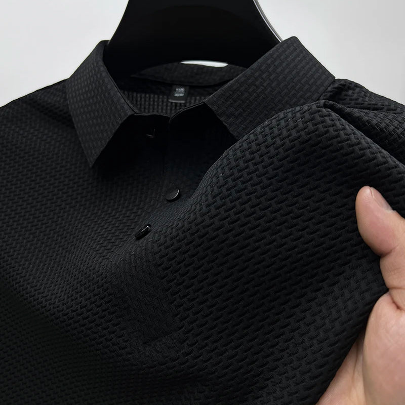 Theodore Willow Venice knitted polo shirt short-sleeve button-down placket modern casual style