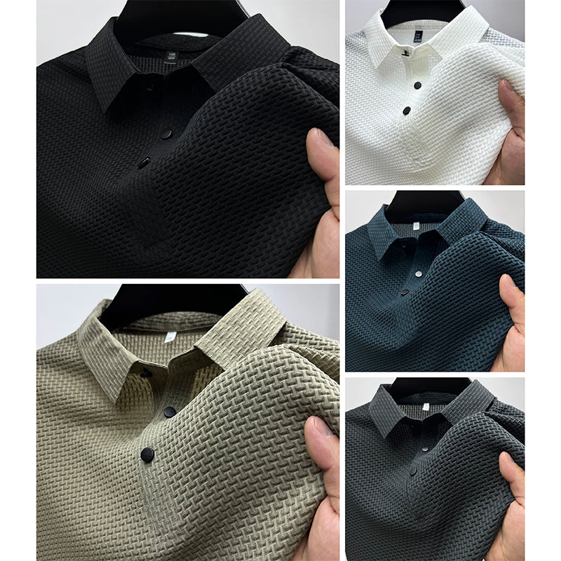 Theodore Willow Venice knitted polo shirt short sleeve button-down placket modern casual style