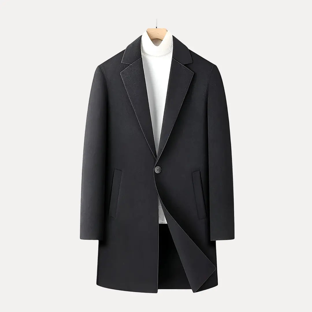 Men's reversible wool blend tailored coat, dual-sided design for versatile classic outerwear styling